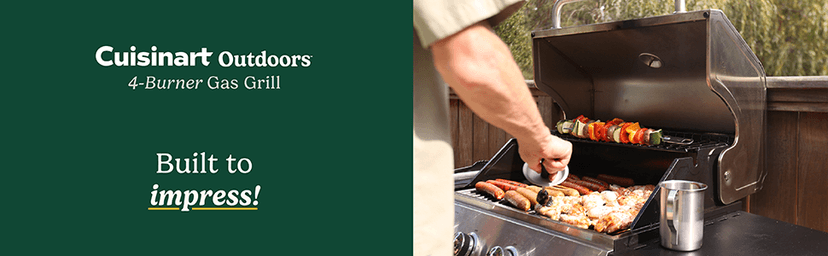 Cuisinart 4-Burner Gas Grill, 44,000 BTU Stainless Steel Full Size Propane Grill with Cast Iron Grates, Outdoor Barbecue with Large Cooking Space and Side Tables for Prep