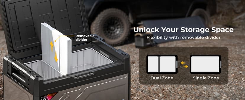 BougeRV 12 Volt Portable Refrigerator, 81 Quart Rocky V2.0 Dual Zone Car Fridge Freezer with LG Compressor, Compressor Cooler with App Control 12/24V DC, 110~240V AC for Camping, Travel, RV, Truck