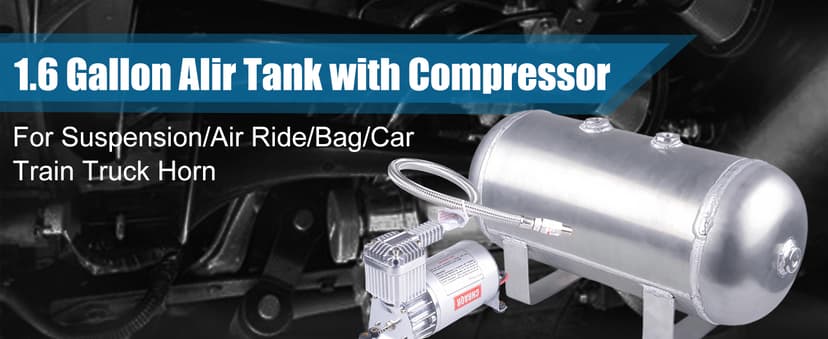 150 PSI Air Compressor with 1.6 Gallon Air Tank Aluminum Air Compressor Onboard System 12V 1/4NPT for Train Truck Trailer Train Auto Air Lift Suspension Heavy Duty Air Horn Compressor
