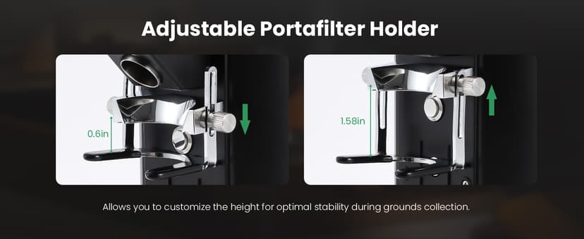 Huanyu Commercial Coffee Grinder with Touching Screen Infinite Adjustment 8 Grinding Settings Burr Coffee Grinders for Shops with Dual Dosing Modes