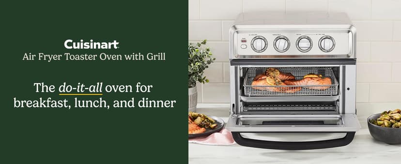 Cuisinart Air Fryer + Convection Toaster Oven, 8-1 Oven with Bake, Grill, Broil & Warm Options, Stainless Steel, TOA-70