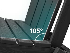 SERWALL Foldable Adirondack Chair, HDPE Adirondack Chair with Wood-Texture-Gray