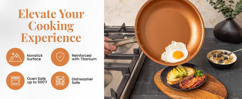 Gotham Steel True 20 Pc Ceramic Cookware Set Nonstick, Ceramic Pots and Pans Set Non Stick with Deep Square Pan Set & Bakeware Set, Non Toxic PFOA PFOS Free, Oven & Dishwasher Safe, No Cheater Pieces