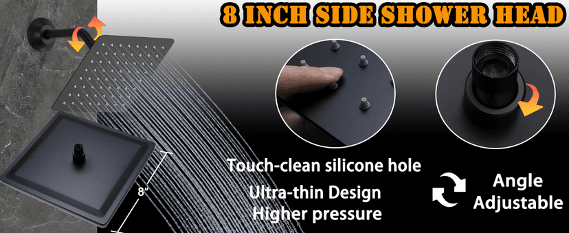 Matte Black Dual Shower Heads Shower System with 26"X16" LED Rainfall Shower Head and 8" Side Showerhead,Digital Display Shower Faucet Set with 6 PCS Body Jets and Handheld Spray