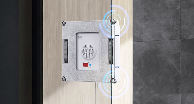 ECOVACS Winbot W1 Pro Window Cleaning Robot, Intelligent Cleaning with Dual Cross Water Spray Technology, Win SLAM 3.0 Path Planning, 2800Pa Suction Power, Edge Detection Technology, App Control,Grey