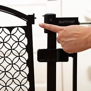 Summer Infant Extra Tall & Wide Safety Pet and Baby Gate, 29.5"-53" Wide, 38" Tall, Pressure or Hardware Mounted, Install on Wall or Banister in Doorway or Stairway, Auto Close Walk-Thru Door - Gray