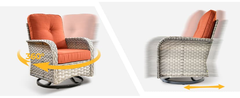 HOOOWOOO Outdoor Sectional Patio Furniture Set with Fire Pit Table,13 Pieces Wicker Conversation Sets L Shaped Couch,Extra Deep Out Door Sofa Outside Furniture with Swivel Chairs,Beige