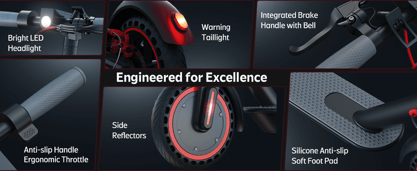 Electric Scooter for Adults- 10.4Ah Battery 350W(500W Peak) Motor, ≥19MPH & 25 Miles Long Range, 8.5'' Solid Tires Foldable with Dual Brake, Lightweight Portable Commuter E Scooter for Urban Travel