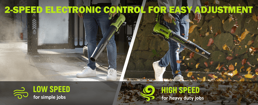 Leaf Blower Cordless with 2× 4.0Ah Batteries and Charger, 560CFM & 180MPH Lightweight Leaf Blower, 2 Speed Electronic Control, 20V Electric Blower for Driveway, Lawn & Yard Care