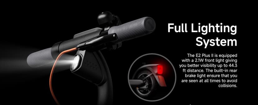 Segway Ninebot E2 Plus II/ E2 Pro Electric Scooter, 15.5 mph Top Speed, Front Suspension (E2P2 Only), Portable Kick Scooter for Adults, UL-2272 2271 Certified