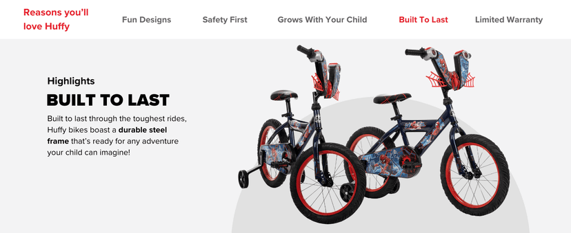 Huffy Disney and Marvel 12/16 Inch Boy's Bike for Kids, Multiple Color Options and Designs Available, Ideal for Ages 3+ Years Old, Removable Training Wheels, Adjustable Seat, Simple Coaster Brake