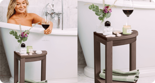 Waterproof Corner Shower Stool - Brown Waterproof Shower Bench for Shaving Legs & to Sit On - Easily Assembled Corner Bench & Shelf - Restroom Organizer - Bathroom Stool