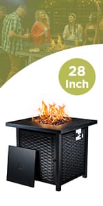 Ciays 42 Inch Gas Fire Pit Table, 60,000 BTU Propane Pits for Outside with Steel Lid and Lava Rock, 2 in 1 Firepit Table Gatherings Parties on Patio Deck Garden Backyard, Black