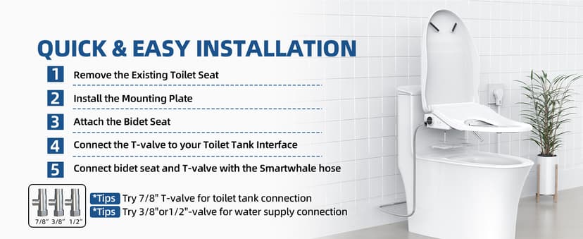 Electric Bidet Toilet Seat, Heated Toilet Seat Elongated with Instant Warm Water & Dryer, Feminine & Front Rear Wash, Wireless Remote, Self-Clean Nozzle, Slow Close Lid, Upgraded Silent ECO Child Mode