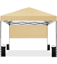 10'x10' Pop Up Canopy Tent with 1 Sidewall and 6 Pockets, One Push Setup, Instant Shade Tent with Vented Roof for Beach Patio Outdoor, Case, 8 Stakes, 4 Ropes, 4 Sandbags (White)