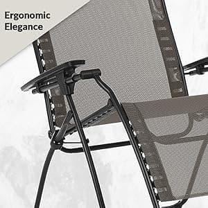 Lafuma Futura LFM3118 8548 Zero Gravity Outdoor Steel Framed Lawn Patio Recliner Folding Lounge Chair with Batyline Canvas, Seigle Grey