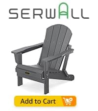 SERWALL Foldable Adirondack Chair, HDPE Adirondack Chair with Wood-Texture-Gray