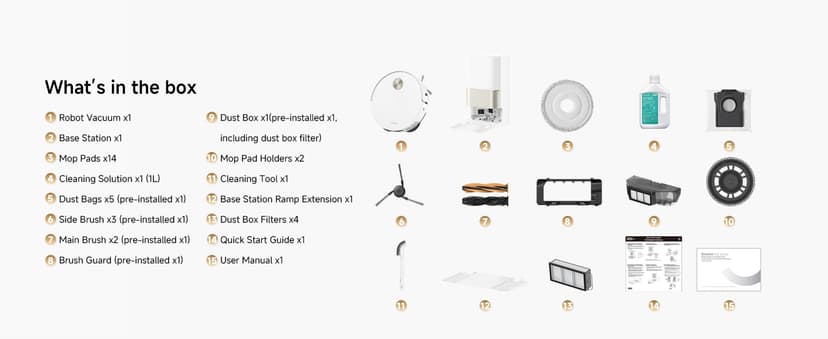 DREAME X50 Ultra Complete Robot Vacuum and Mop with Auto-Empty and Mop Self-Cleaning, 20,000Pa Suction, Obstacle Avoidance and 360° Navigation, Corner to Edge Deep Cleaning, Detangling Brush (White)