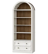 55'' Farmhouse Executive Desk with Drawers, Computer Desk with File Cabinet and Side Bookshelf, Writing Gaming Desk with Monitor Stand & Charging Station, White and Walnut