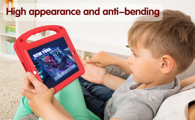 Kids Case for iPad 9th/8th/7th Generation (iPad 10.2 inch 2021/2020/2019), Shockproof Case with Screen Protector (Red)