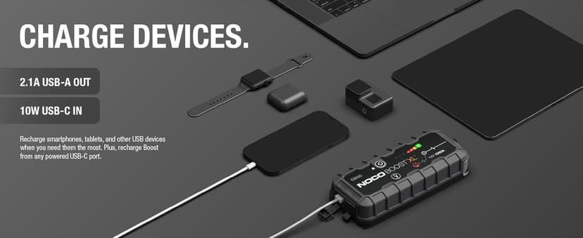 NOCO Boost GB50: 1500A UltraSafe Jump Starter – 12V Lithium Battery Booster Pack, Portable Jump Box, Power Bank & Jumper Cables - For 6.0L Gas and 3.0L Diesel Engines