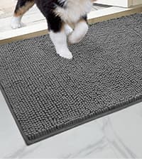 HOMEIDEAS 3 Pieces Bathroom Rugs, Ultra Soft Non Slip Absorbent Chenille Toilet Bath Mat Set (Grey)