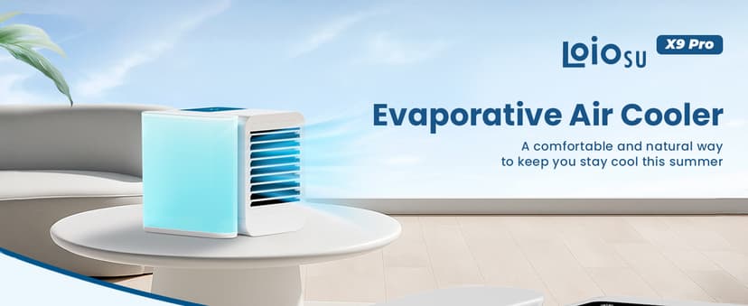 Portable Air Conditioner Cooling Fan: Evaporative Mini Air Cooler with 𝟳 𝗖𝗼𝗹𝗼𝗿𝘀 - USB Personal Air Cooler Desktop Ac Unit for Room Office Home (White)