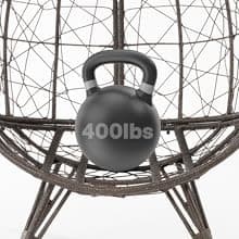 Bme Heavy Duty 400 lbs Capacity Wicker Egg Chairs for Outside & Indoor, Premium Soft Thick Olefin Fabric Cushion & UV 2000 Hours Material Teardrop Design, Durable Against Water, Weather