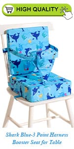 Toddler Booster Seat for Dining Table, Dinosaur Booster Seat for Table with Backrest and Adjustable Seat Belts Non-Slip Bottom Portable Booster Seat Increasing Cushion for Kid Baby Eating Travel Home