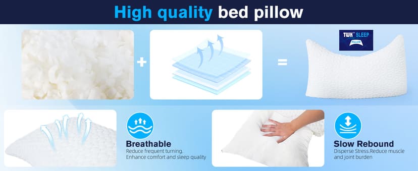 Original Adjustable Bed Pillow for Sleeping, Good for Side, Back & Stomach Sleeper with Washable Removable Cover, Additional Foam Fill Included