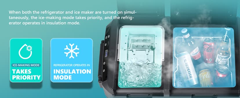 EUHOMY 12 Volt Refrigerator with Ice Maker, 48QT(45L) Electric Cooler Usable Battery Dual Zone, Car Refrigerator APP Control, 12V Fridge 12/24V DC 110-240V AC for Camping, Travel, Outdoor, Home