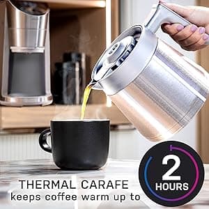 GE Profile Smart Grind & Brew Coffee Maker w/Podless Single Serve, 90oz Water Reservoir, 10 Cup Thermal Carafe, Voice Control, Adjustable Burr Grinder, SCA Certified, Barista-Quality, Stainless Steel