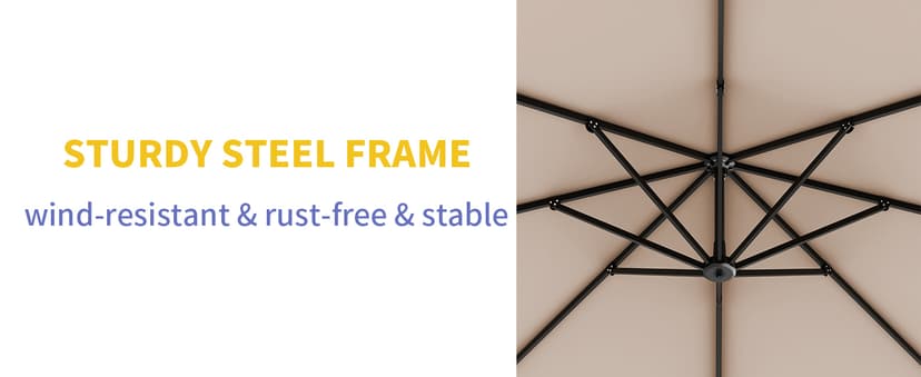 Kingdura 11ft Offset Cantilever Patio Umbrella with Base Included, Large Round Aluminum Outdoor Umbrella, 360° Rotation & Infinite Tilt, Heavy Duty Frame for Deck Pool Backyard, Beige