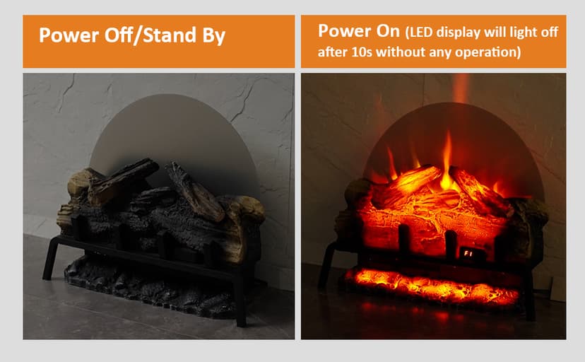 PuraFlame 24" Free Standing Electric Fireplace Log Set Insert, 750W/1500W Heater, 6 Flame Colors with 5 Brightness, Crackling Sound, Remote Control