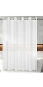 River Dream White Fabric Shower Curtain Set, Cotton Blend, Waffle Weave, with Snap in Replacement Liner,71 x 74 inches