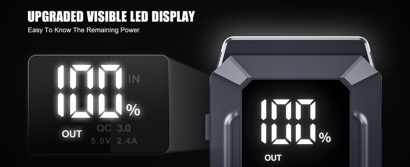 5000A Jump Starter Povasee Car Battery Jump Starter, 12V Jump Box for car up to All Gas or 10L Diesel Engine Battery Jumper Starter Portable with 3" LCD Display Power Bank/Dual Output/LED Light