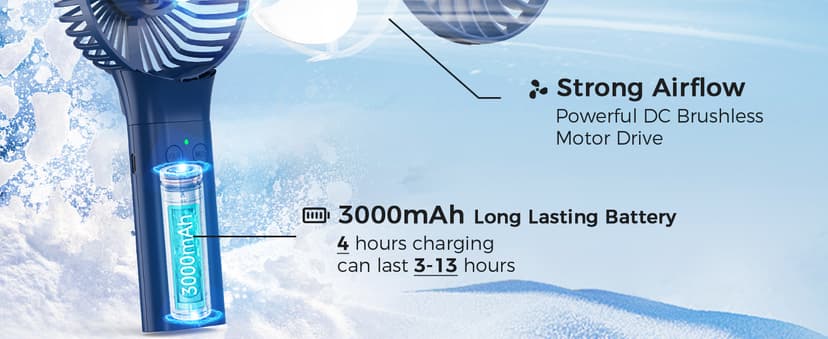 COMLIFE Portable Handheld Misting Fan, 3000mAh Rechargeable Battery Operated, 180° Foldable, Mini Personal Fan with Water Sprayer for Travel, Makeup, Home, Office, Camping, Outdoors