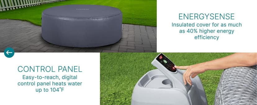 Bestway SaluSpa Honolulu AirJet Large Round 4 to 6 Person Inflatable Hot Tub Portable Outdoor Spa with 140 AirJets and EnergySense Cover, Grey