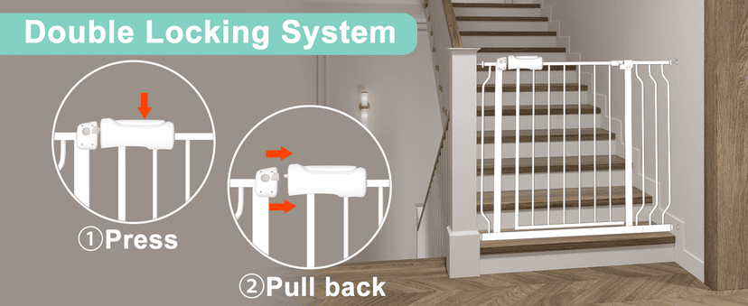 ALLAIBB Extra Wide Pressure Mounted Baby Gate Walk Through Child Kids Safety Toddler Tension White Long Large Pet Dog Gates with Extension for doorways Kitchen (57.48-62.20"/146-158cm, Black)