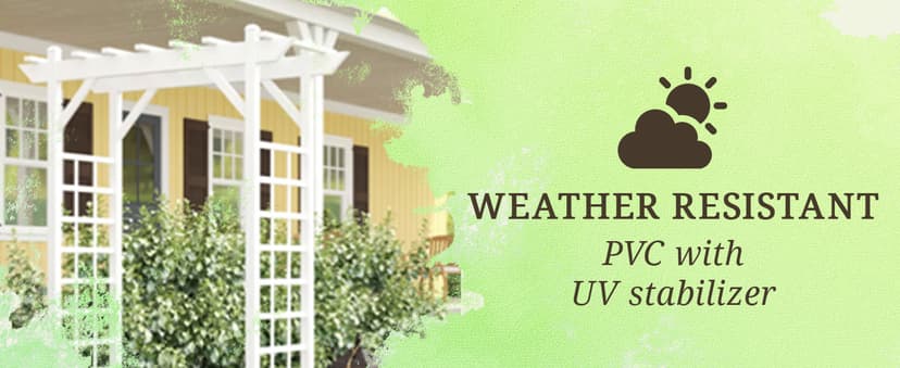 Dura-Trel PVC Garden Arbor, Arch Support for Climbing Plants, Providence, White, 64" x 85"