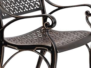 Kinger Home 5-Piece Cast Aluminum Outdoor Dining Furniture Set for 4, Round Patio Table and Chairs for 4 with Cushions, Outdoor Furniture Set with Umbrella Hole, All-Weather Patio Dining Set