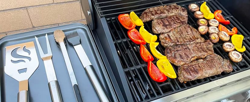 Sophia & William 6-Burner Propane Gas BBQ Grill with Side Burner & Porcelain-Enameled Cast Iron Grates, Stainless Steel Barbecue Grills Outdoor Cooking for Outside, 665 SQ.IN. Cooking Area, 65,800BTU