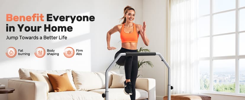 BCAN 40/48" Foldable Mini Trampoline Max Load 330lbs/440lbs, Fitness Rebounder with Adjustable Foam Handle, Exercise Trampoline for Adults Indoor/Garden Workout