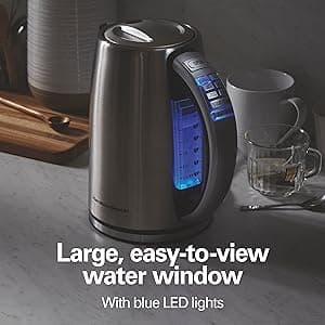 Hamilton Beach 1.7 Liter Temperature Control Electric Kettle, Water Boiler & Heater, Fast Boiling 1500 Watts, BPA Free, Cordless, Auto-Shutoff and Boil-Dry Protection, Stainless Steel (41020R)