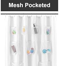 N&Y HOME Waffle Weave Shower Curtain with Snap-in Fabric Liner & Hooks Set - Hotel Style Cream Shower Curtain for Bathroom, Water-Repellent & Washable, Mesh Top Window - 71x72, Cream