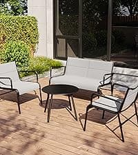 EAST OAK 3-Person Outdoor Patio Swing Chair with Adjustable Canopy, Porch Swing with Comfortable and Breathable Seats, Outdoor Swing Chairs for Garden, Balcony, Backyard, Charcoal Black