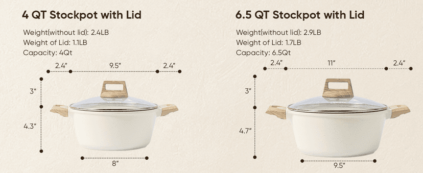 CAROTE 21Pcs Pots and Pans Set, Nonstick Cookware Sets, White Granite Induction Cookware Non Stick Cooking Set w/Frying Pans & Saucepans(PFOS, PFOA Free)