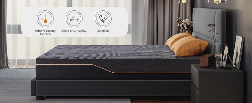 14 Inch Queen Size Memory Foam Mattress in a Box, Copper-Infused Aerofusion Foam & Cooling Fabric Cover, Firm Queen Mattress, Fiberglass-Free, CertiPUR-US Certified, 60”x80”x14”