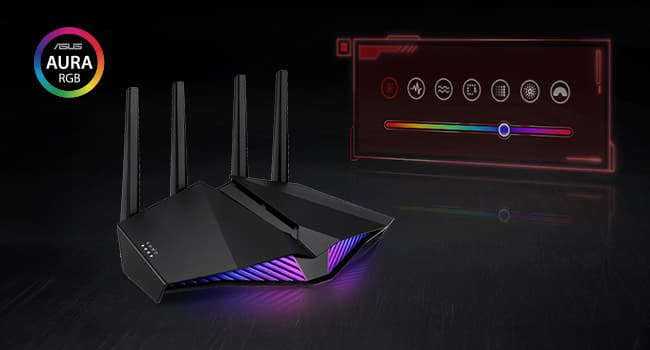 ASUS RT-AX82U (AX5400) Dual Band WiFi 6 Extendable Gaming Router, Gaming Port, Mobile Game Mode, Aura RGB, Included AiProtection Pro Security, Instant Guard, VPN, AiMesh Compatible