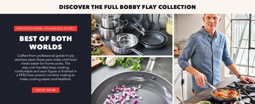 GreenPan x Bobby Flay 10 Piece Stainless Steel Cookware Set, Tri-Ply Multiclad Pots & Pans, Professional Grade, Oven & Broiler Safe to 600°F, Dishwasher Safe, Durable, Induction Compatible, Silver